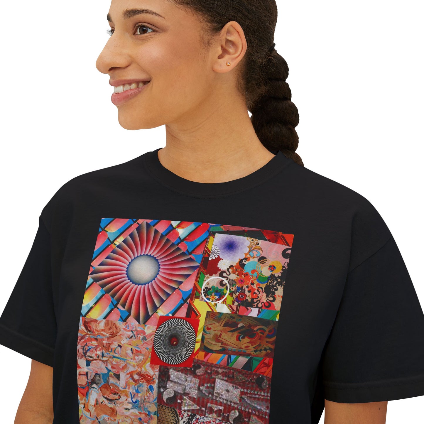 Tempest Collage Artwork Women’s Boxy Tee — Abstract Collage Art Square Print