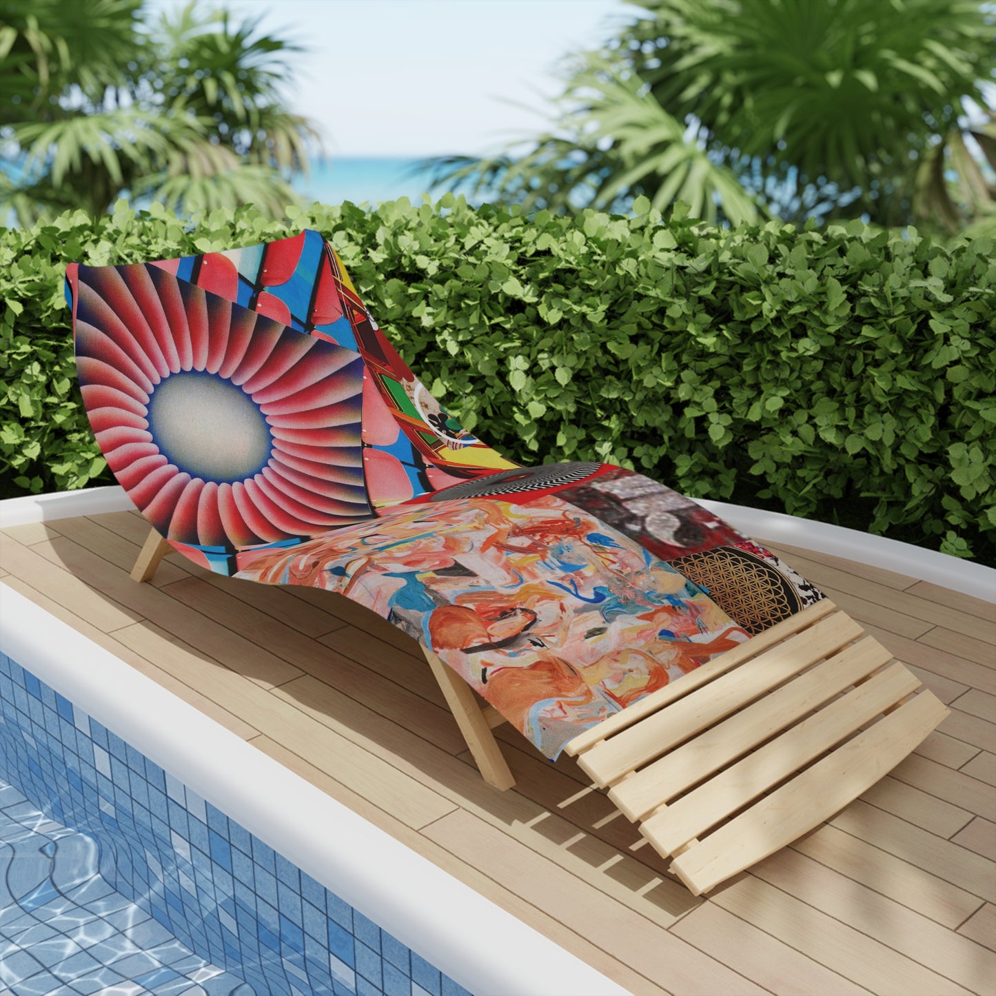 Tempest Abstract Retro Collage Beach Towel — Vibrant Geometric & Painterly Summer Towel