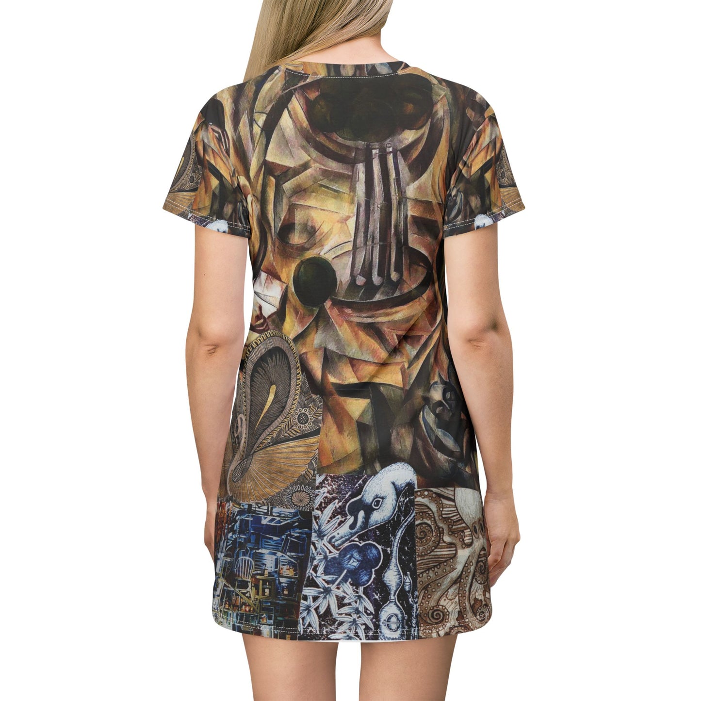 Margo Psychedelic Retro T‑Shirt Dress — Vibrant Retro Abstract All‑Over Print