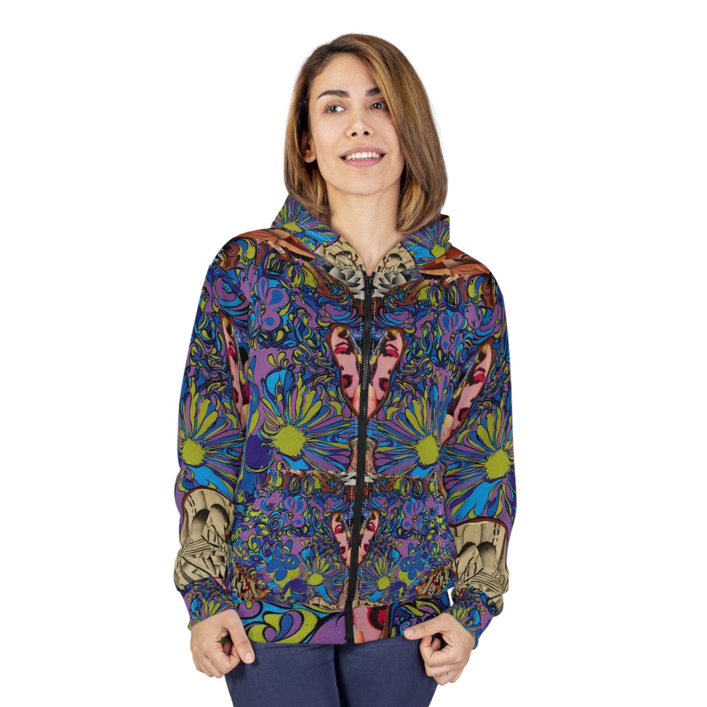 Purple Majesty Collage Artwork Zip Hoodie