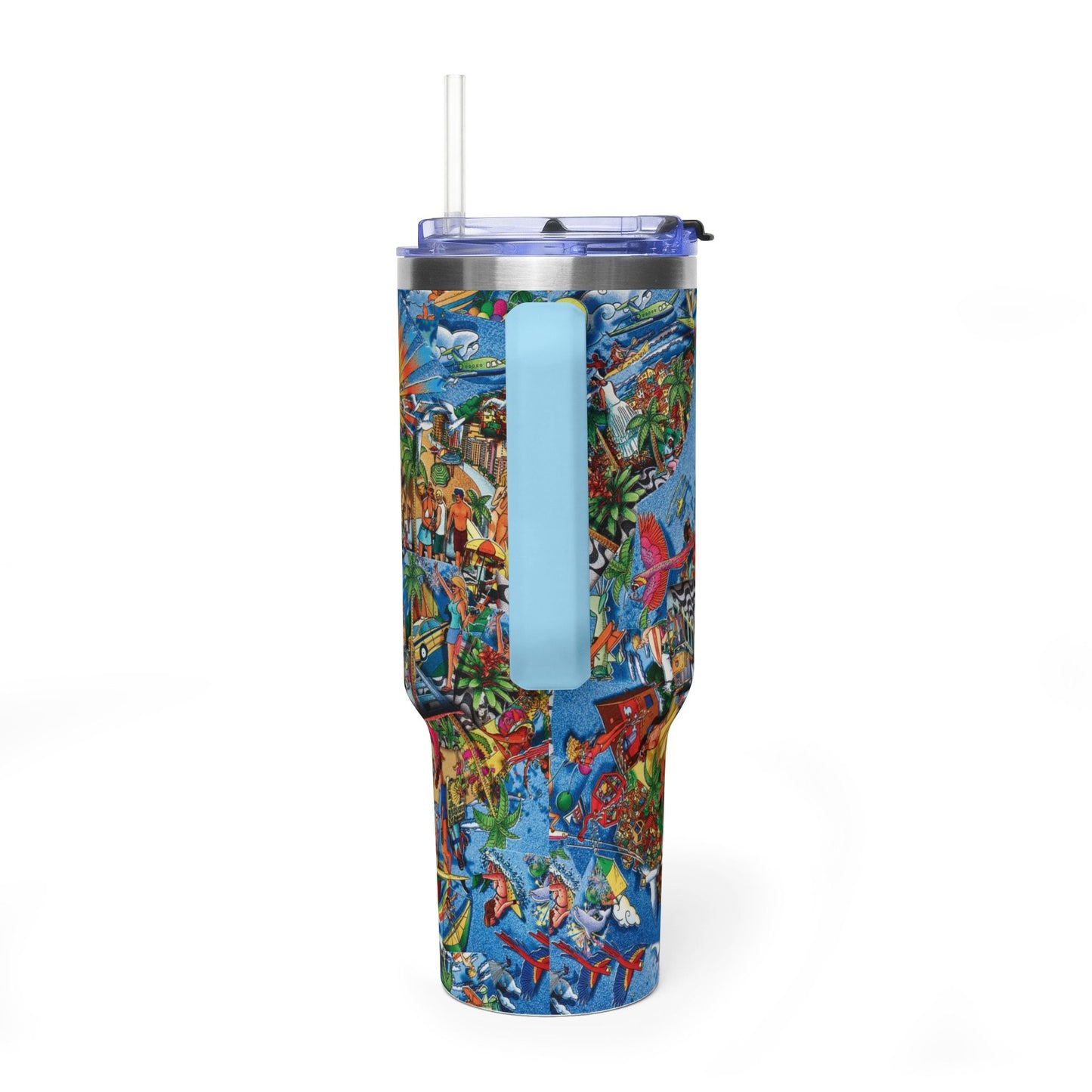 Florida Collage Artwork 40oz Tropical Beach Scene Vacuum Tumbler