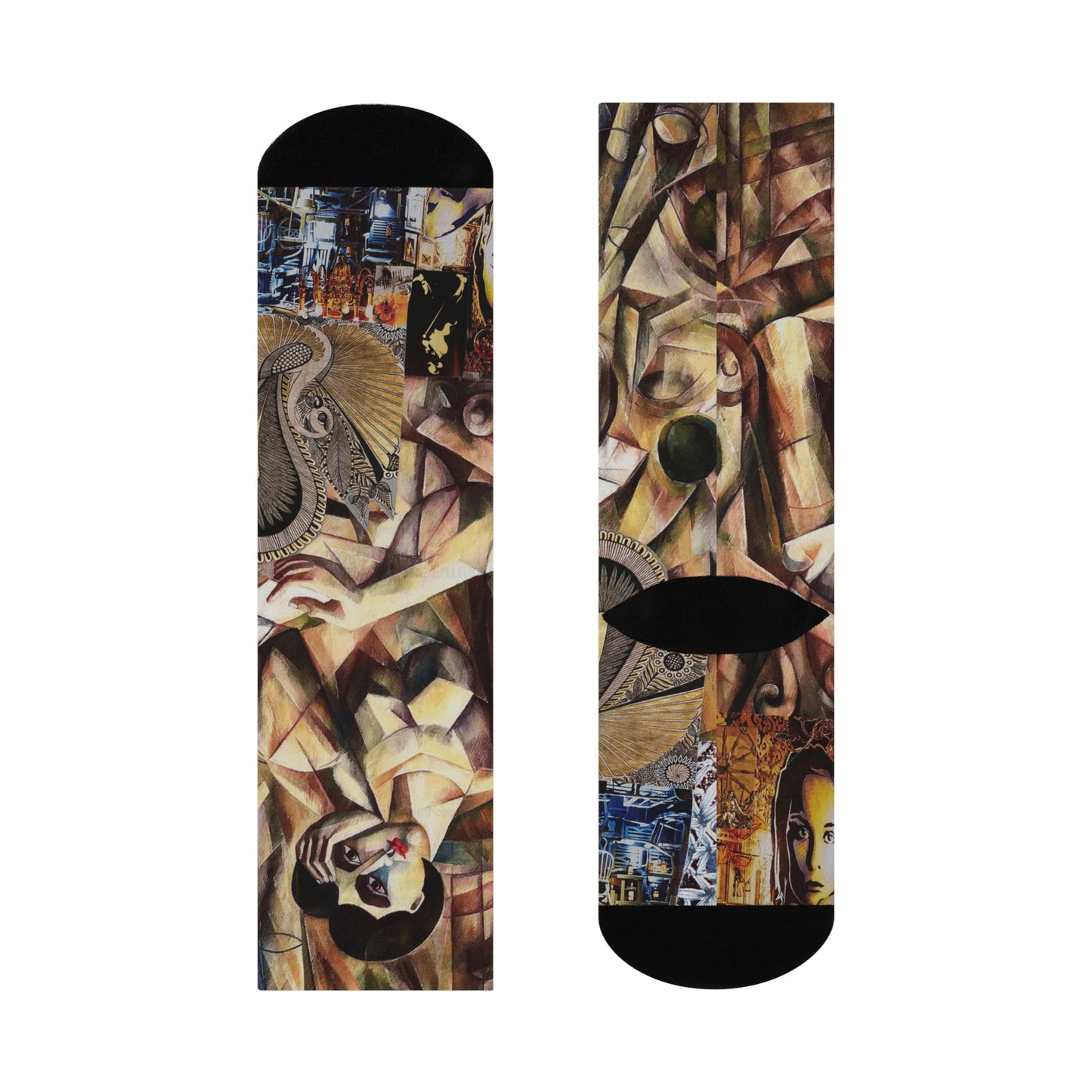 Margot Collage Crew Socks — Vibrant Abstract Art Cushion Socks