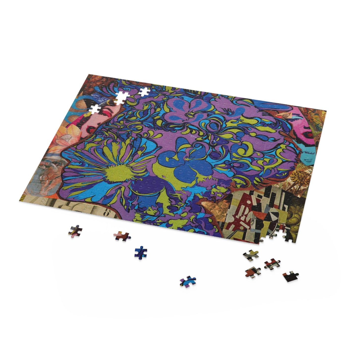 Majesty Collage Artwork Psychedelic Floral Skull Puzzle — 120/252/500-Piece Art Jigsaw