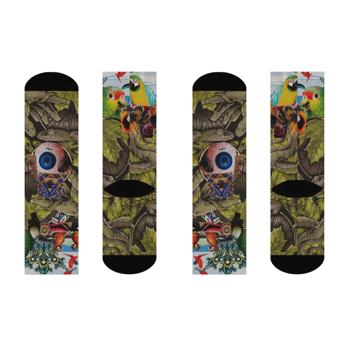 Apoda Collage Artwork Crew Socks — Vibrant Abstract Art Cushion Socks