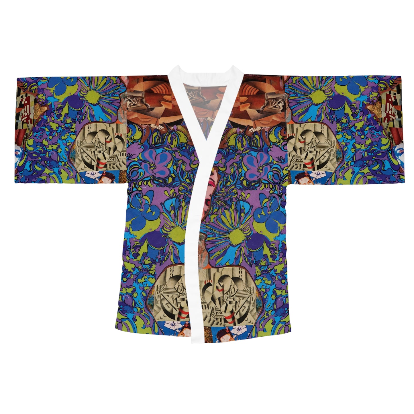 Purple Majesty Artwork Floral Kimono Robe — Boho Lounge