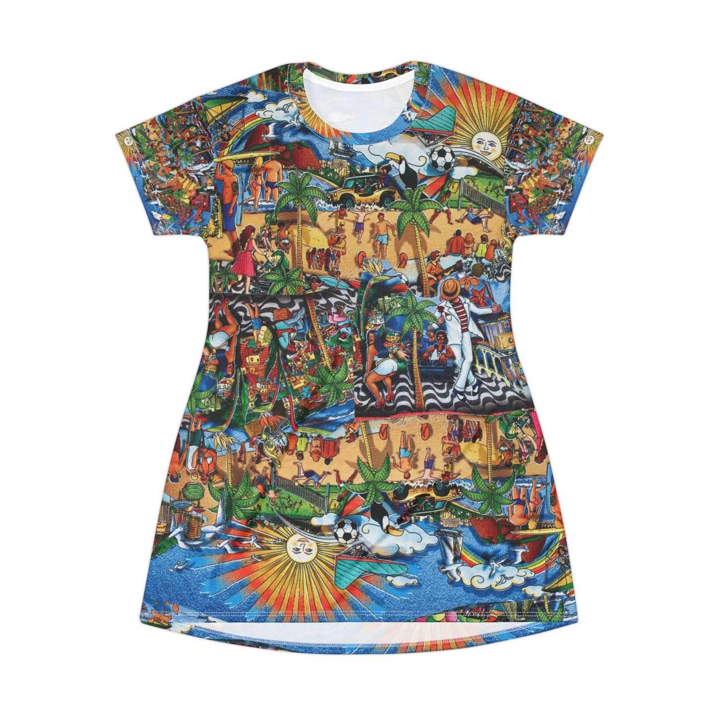 Florida Psychedelic Retro T‑Shirt Dress — Vibrant Retro Abstract All‑Over Print