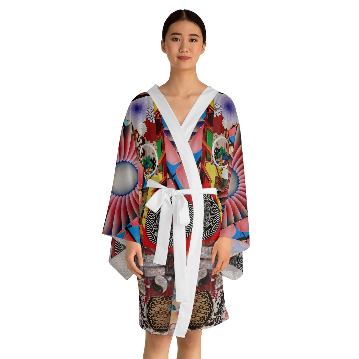 TEMPEST Collage Artwork Floral Kimono Robe — Boho Lounge Cover-Up