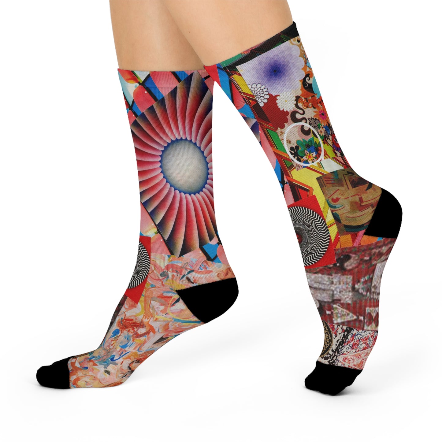 TEMPEST Collage Artwork Collage Crew Socks — Vibrant Abstract Art Cushion Socks