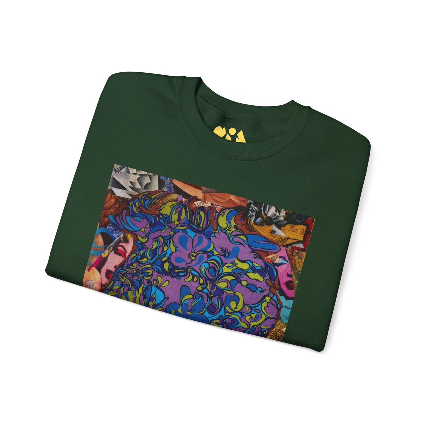 Purple Majesty Sweatshirt — Psychedelic Floral Collage Graphic