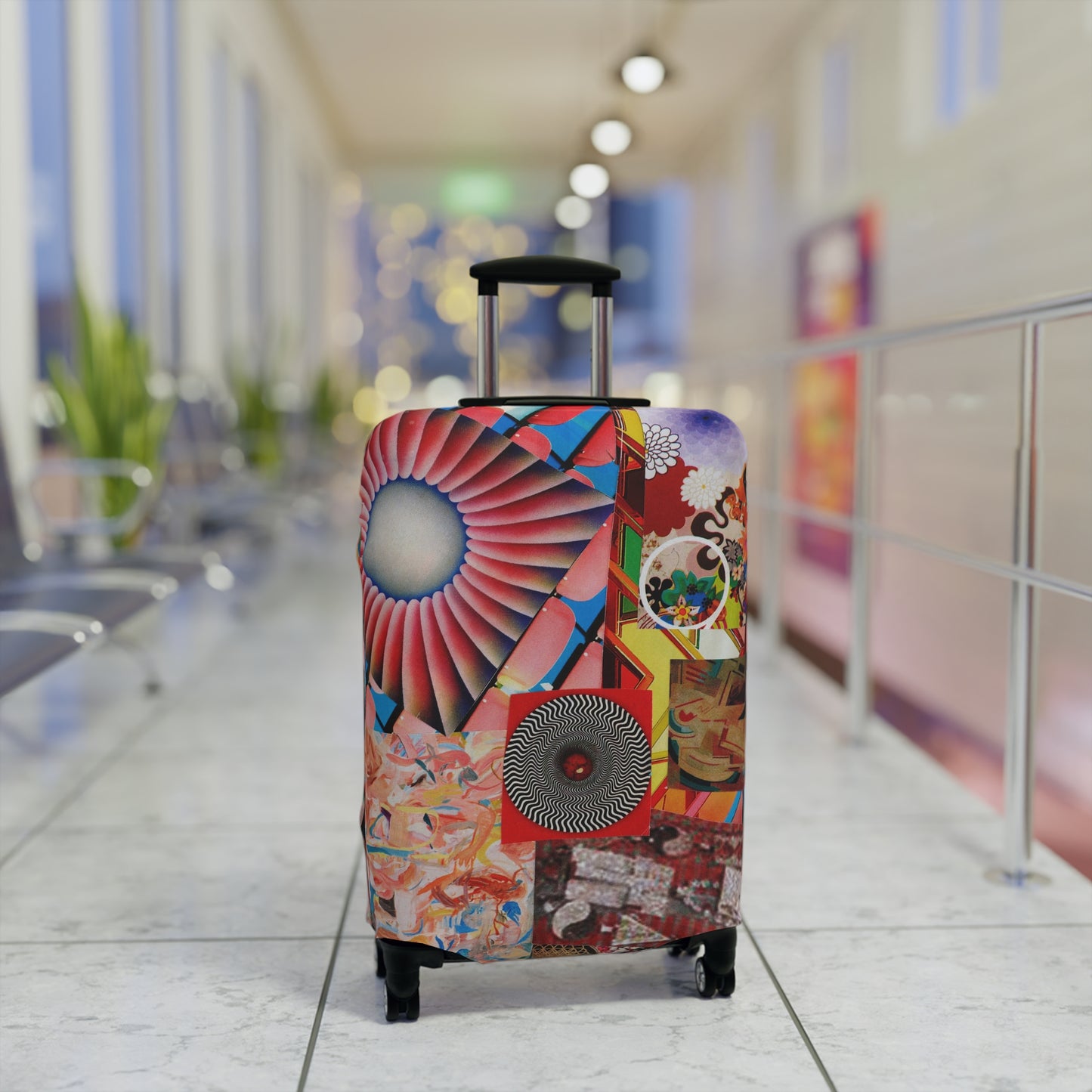 Tempest Collage Artwork Abstract Collage Luggage Cover – Colorful Retro Fan Graphic Travel Protector