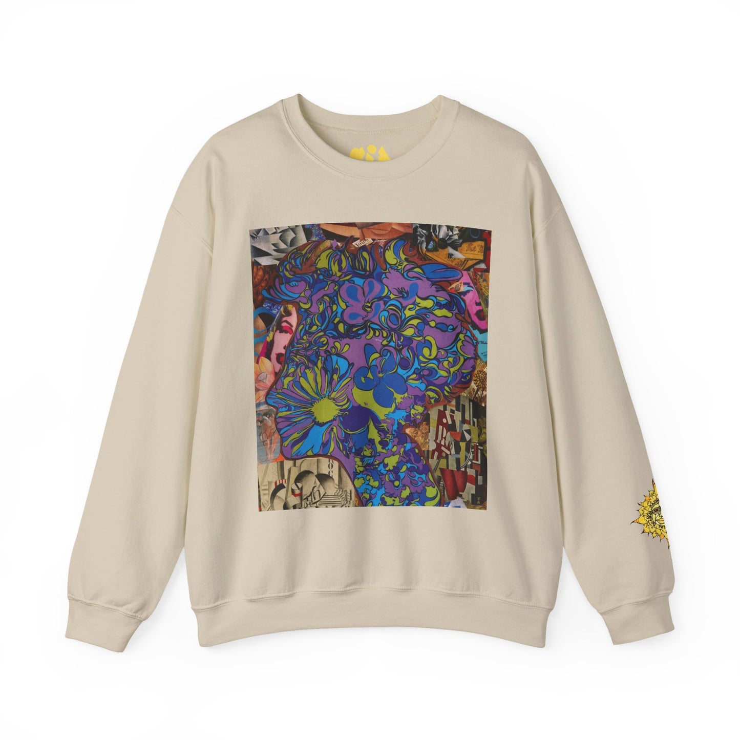 Purple Majesty Sweatshirt — Psychedelic Floral Collage Graphic