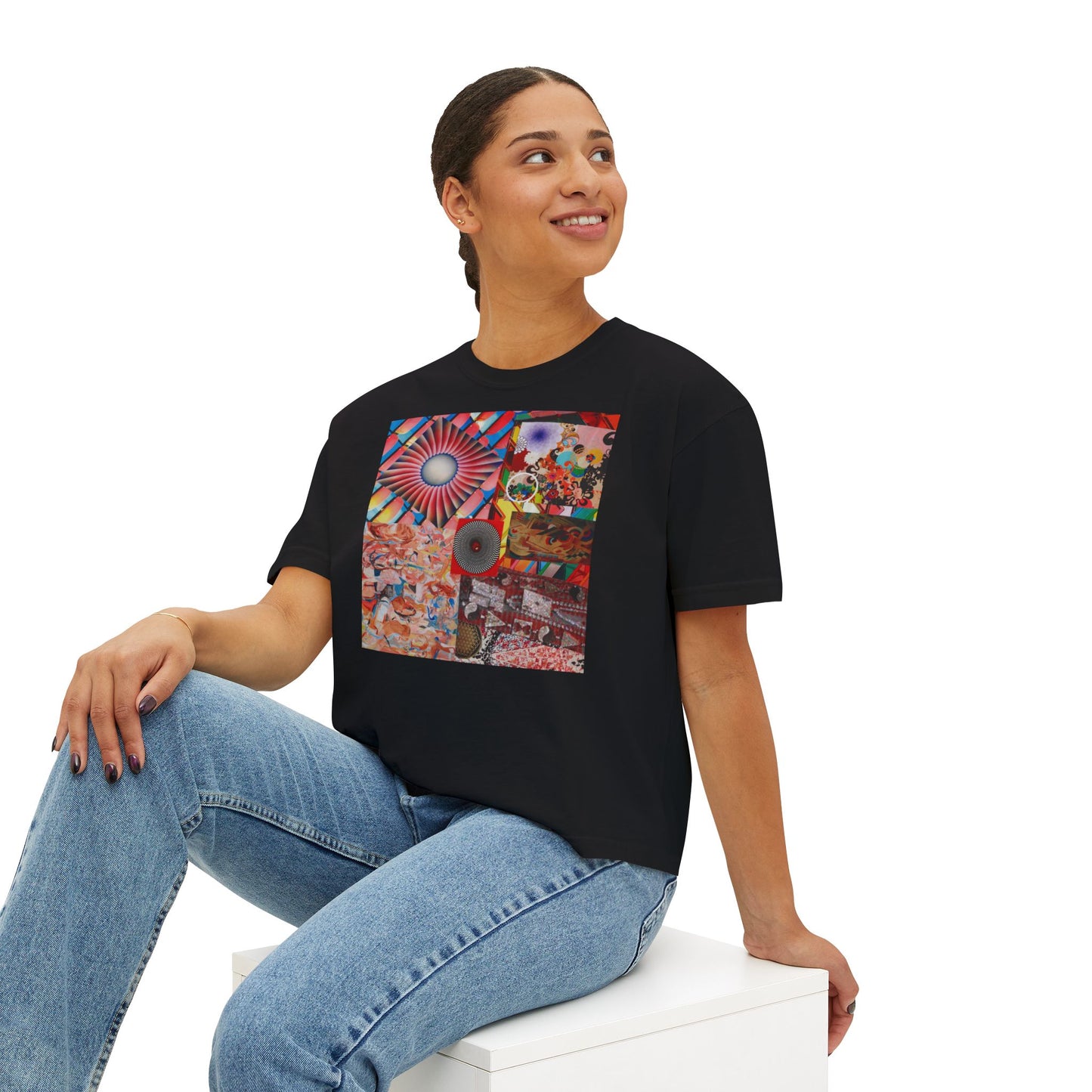 Tempest Collage Artwork  Women’s Boxy Tee — Abstract Collage Art Square Print