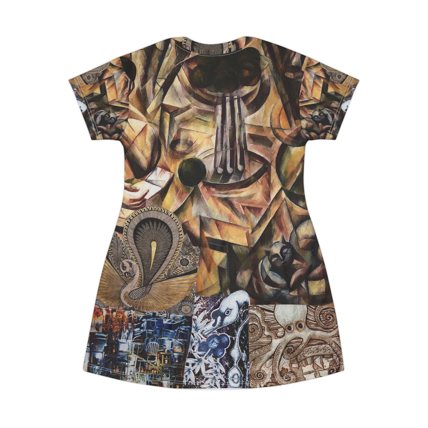 Margo Psychedelic Retro T‑Shirt Dress — Vibrant Retro Abstract All‑Over Print