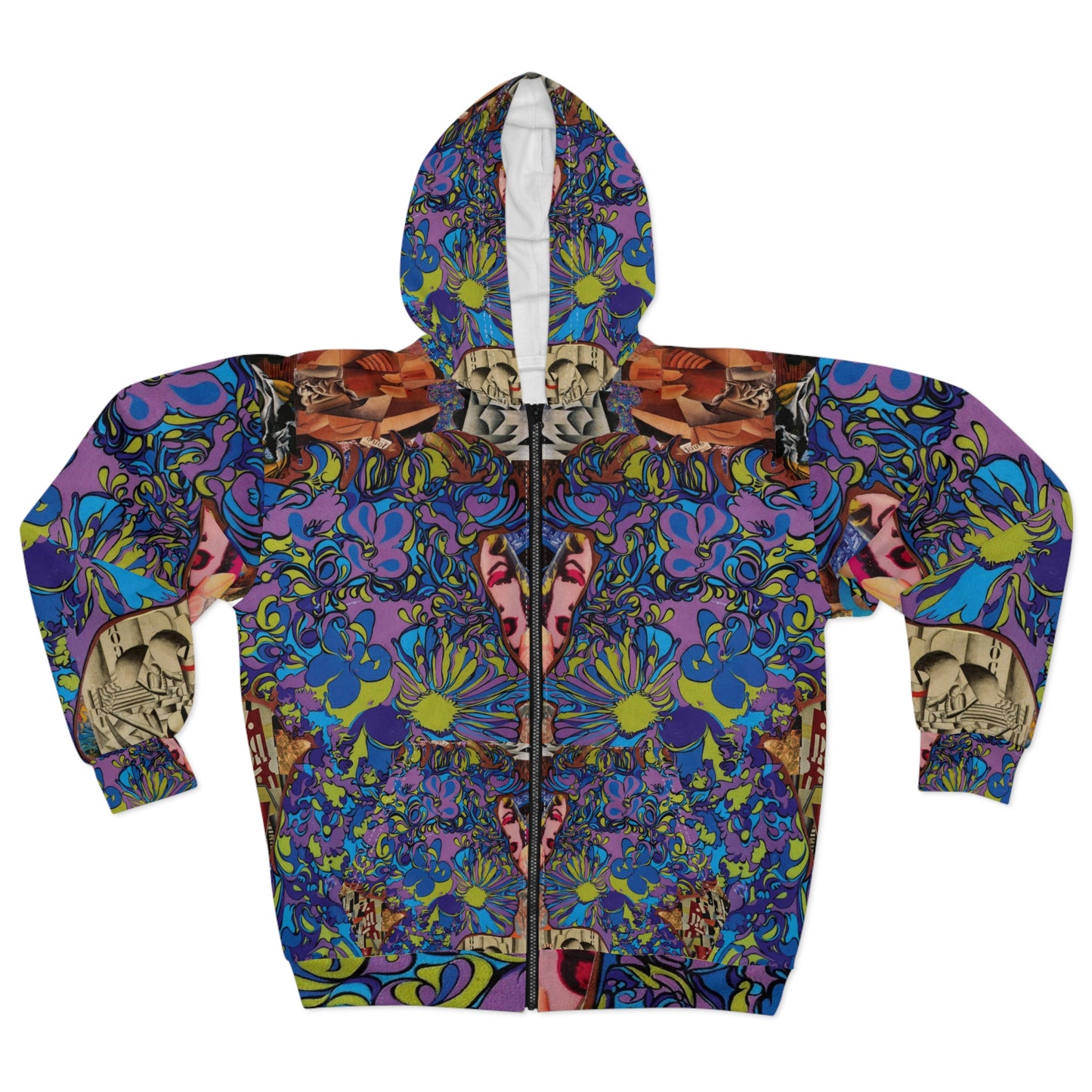 Purple Majesty Collage Artwork Zip Hoodie