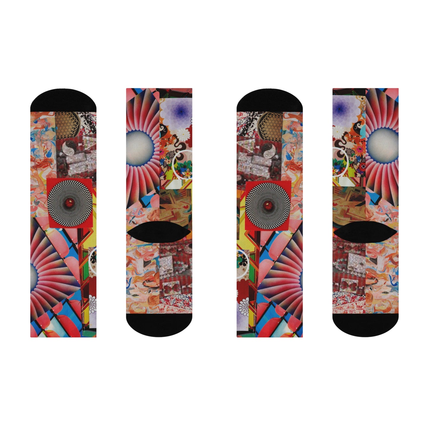 TEMPEST Collage Artwork Collage Crew Socks — Vibrant Abstract Art Cushion Socks