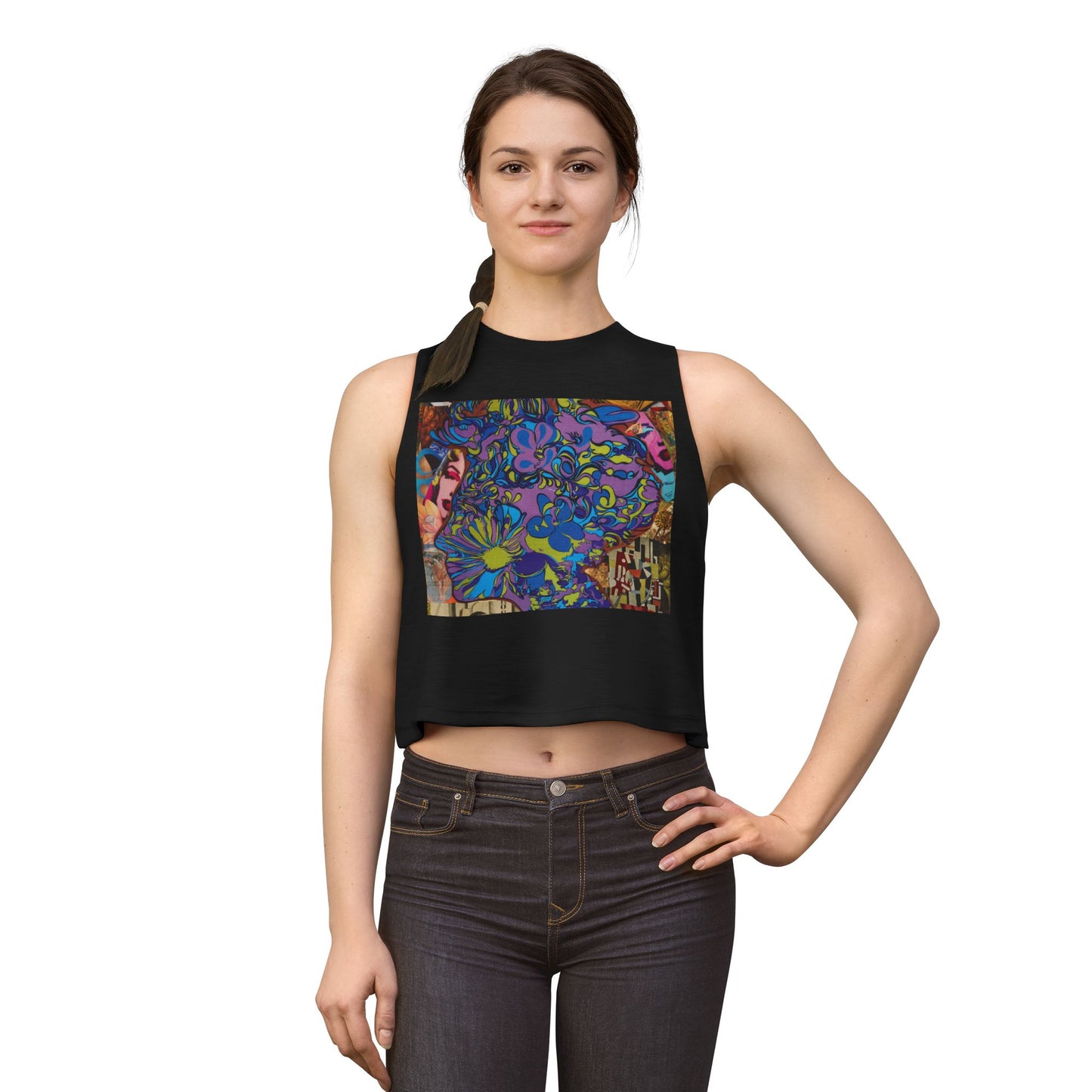 Majesty Psychedelic Crop Top — Women's Retro Boho Festival Tank