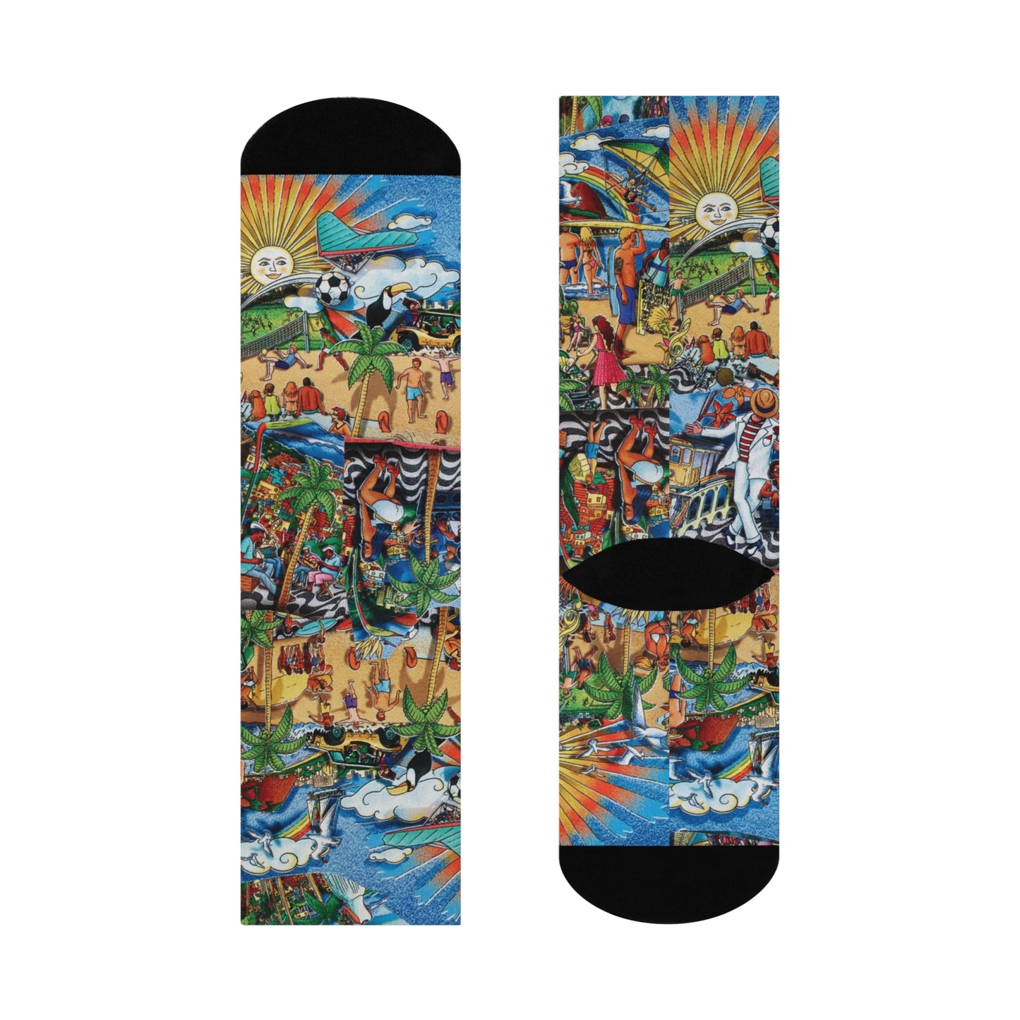 Florida Collage Artwork Crew Socks — Vibrant Abstract Art Cushion Socks