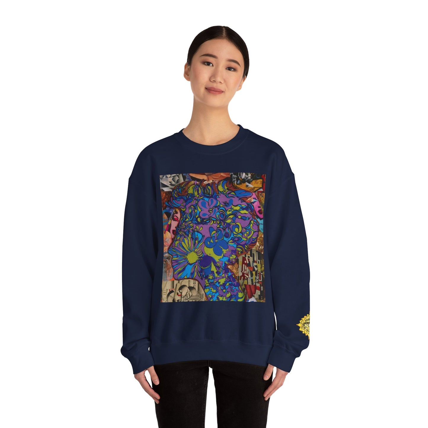 Purple Majesty Sweatshirt — Psychedelic Floral Collage Graphic