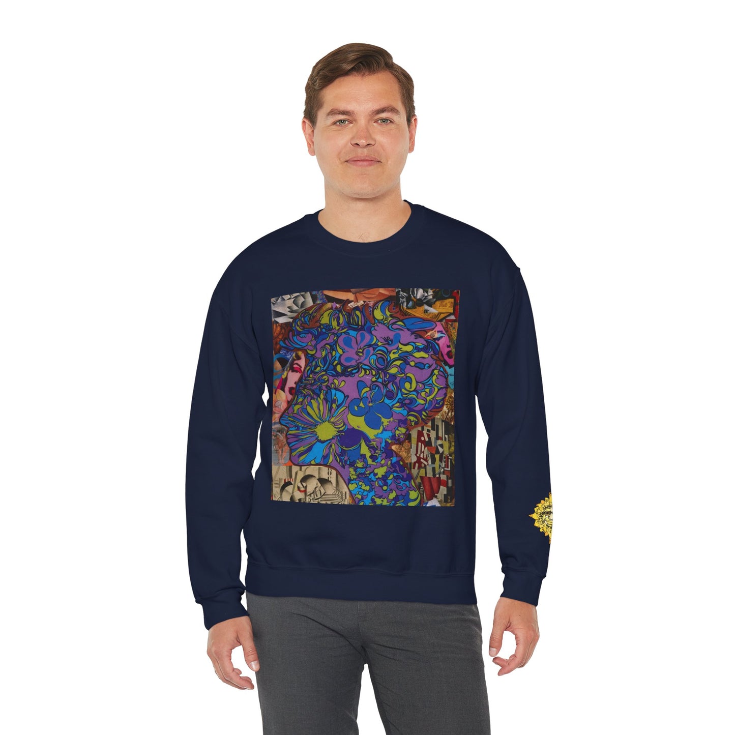 Purple Majesty Sweatshirt — Psychedelic Floral Collage Graphic