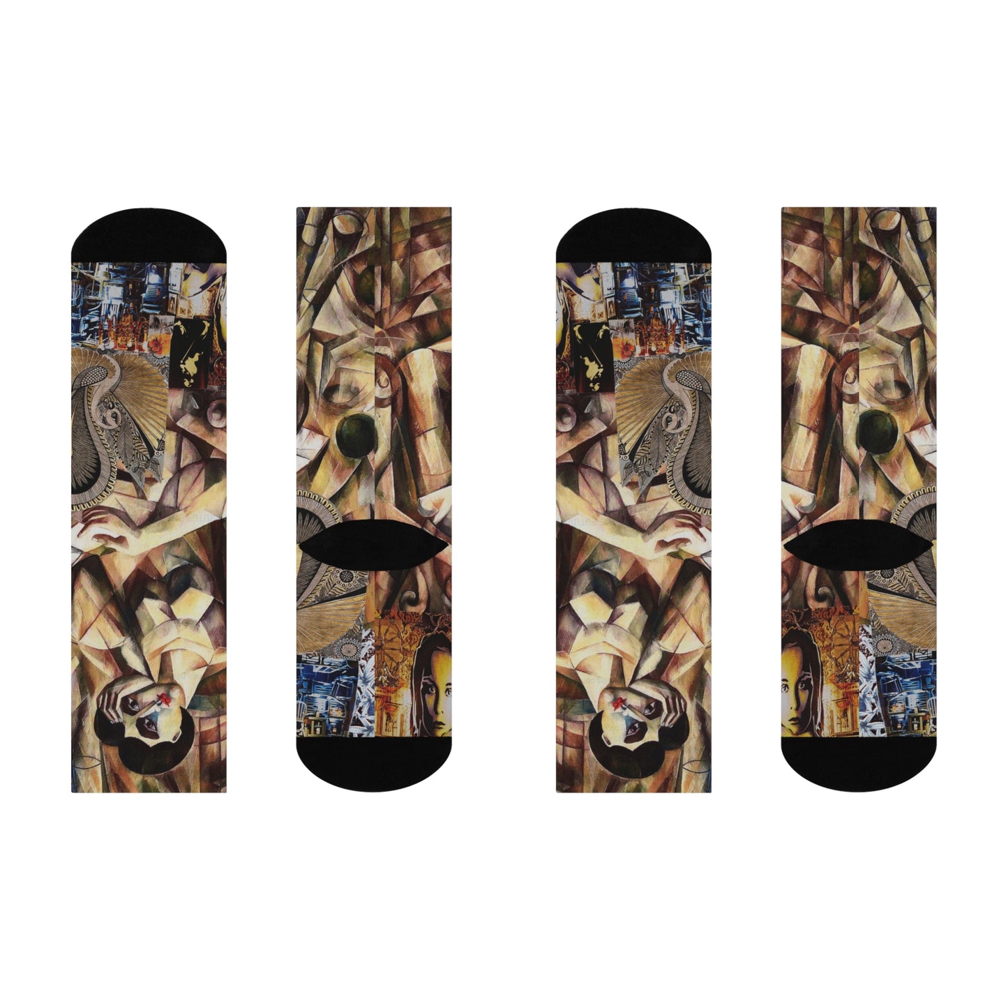 Margot Collage Crew Socks — Vibrant Abstract Art Cushion Socks