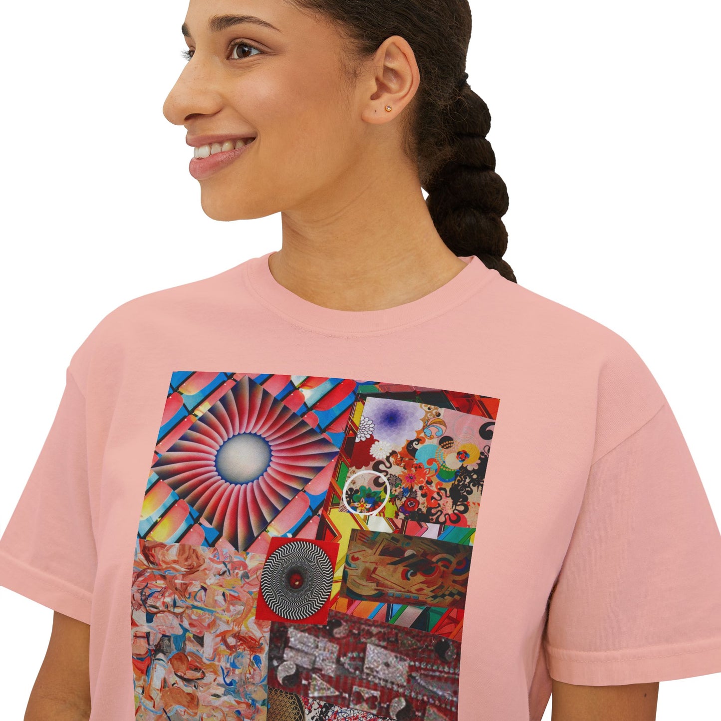 Tempest Collage Artwork  Women’s Boxy Tee — Abstract Collage Art Square Print