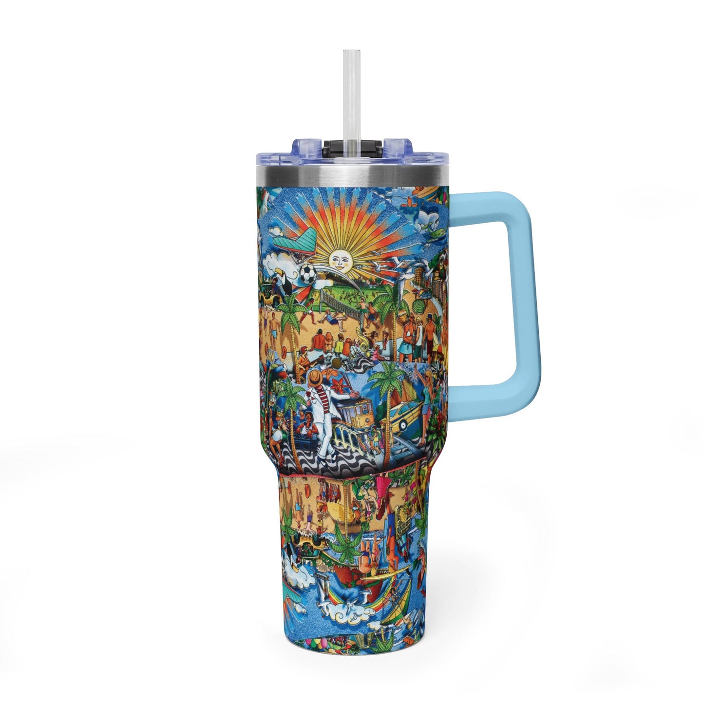 Florida Collage Artwork 40oz Tropical Beach Scene Vacuum Tumbler