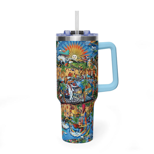 Florida Collage Artwork 40oz Tropical Beach Scene Vacuum Tumbler