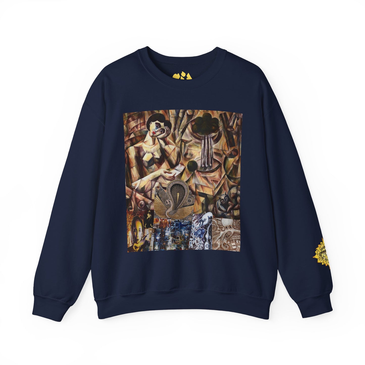Margo Egyptian Collage Crewneck Sweatshirt — Vintage Pharaonic Art Print