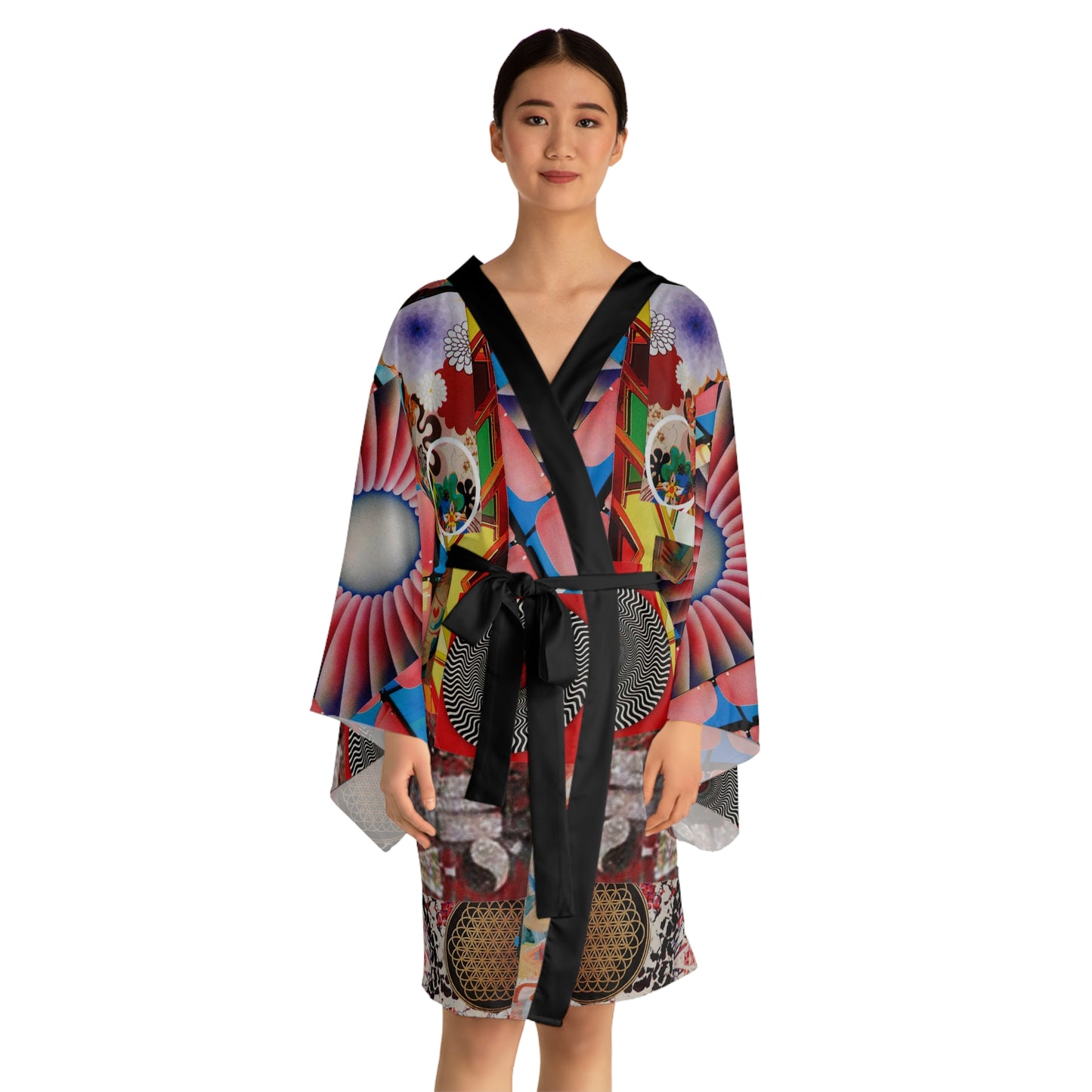 TEMPEST Collage Artwork Floral Kimono Robe — Boho Lounge Cover-Up