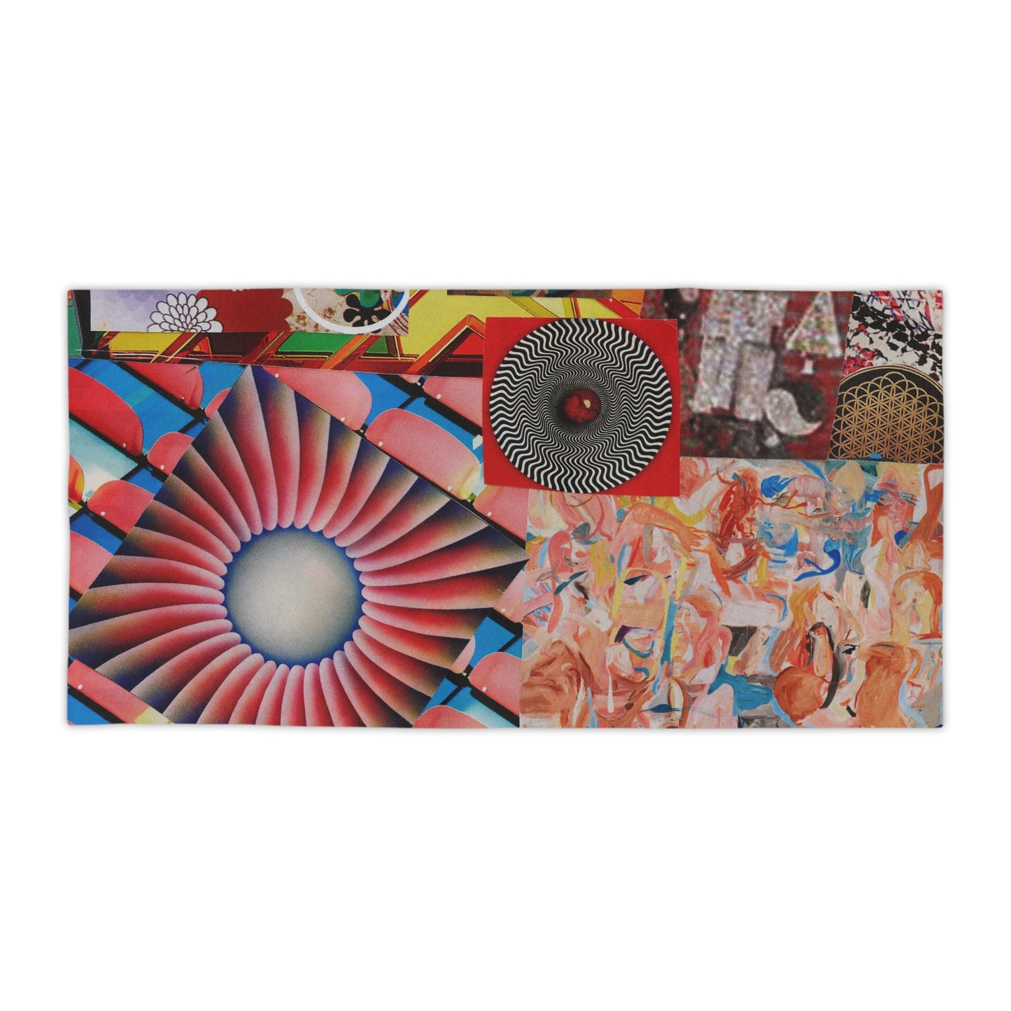 Tempest Abstract Retro Collage Beach Towel — Vibrant Geometric & Painterly Summer Towel