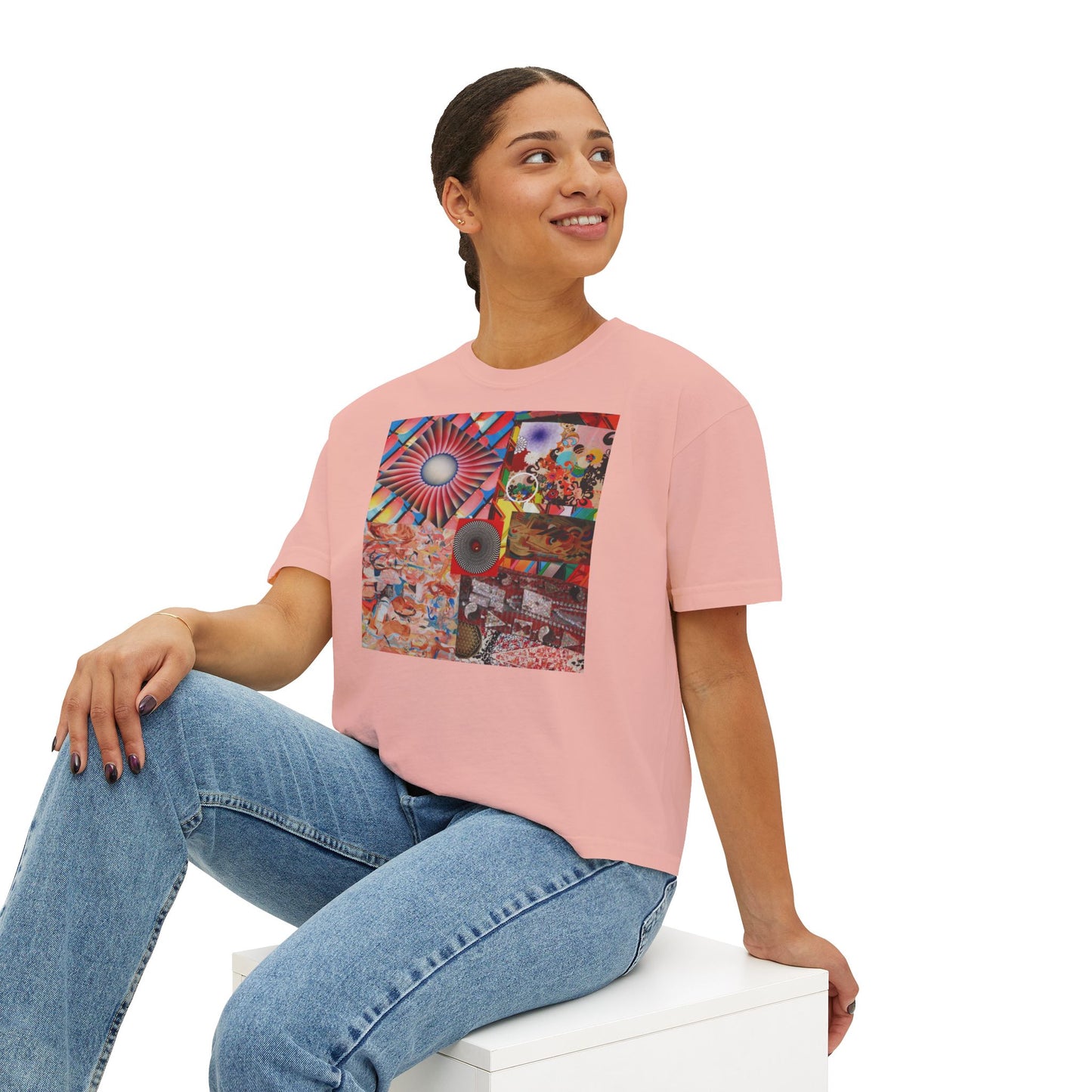 Tempest Collage Artwork  Women’s Boxy Tee — Abstract Collage Art Square Print