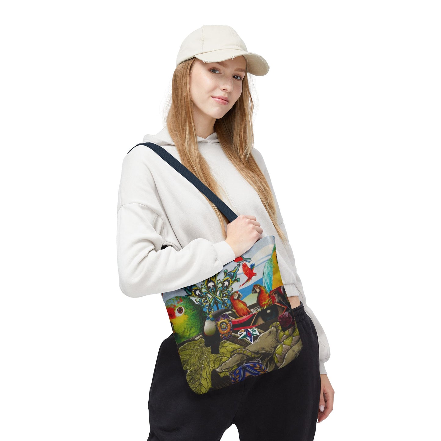 Apoda Print Vibrant Tropical Tote Bag, Eco-Friendly Grocery Bag, Summer Beach Tote, Festival Accessory, Colorful Shopping Bag