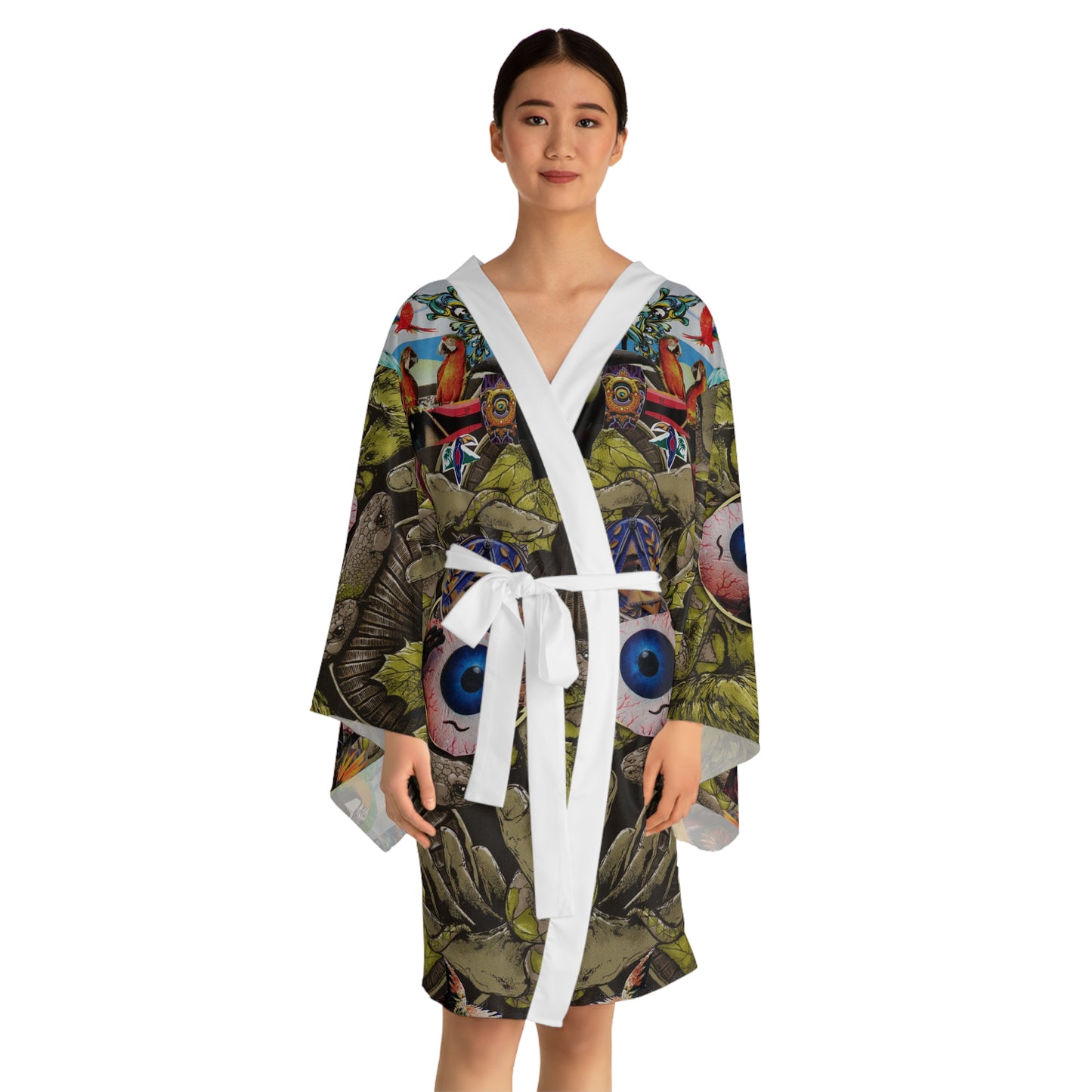 Apoda Artwork Floral Kimono Robe — Boho Lounge Cover-Up