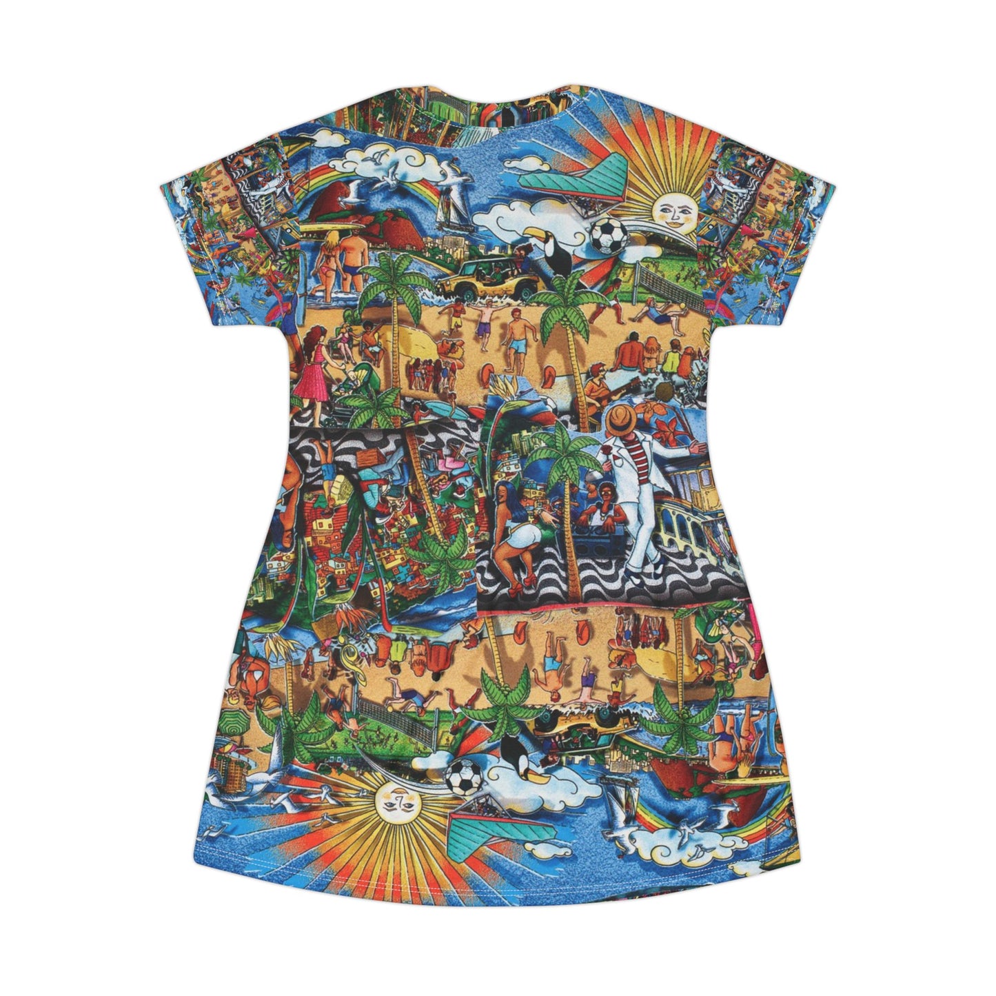 Florida Psychedelic Retro T‑Shirt Dress — Vibrant Retro Abstract All‑Over Print