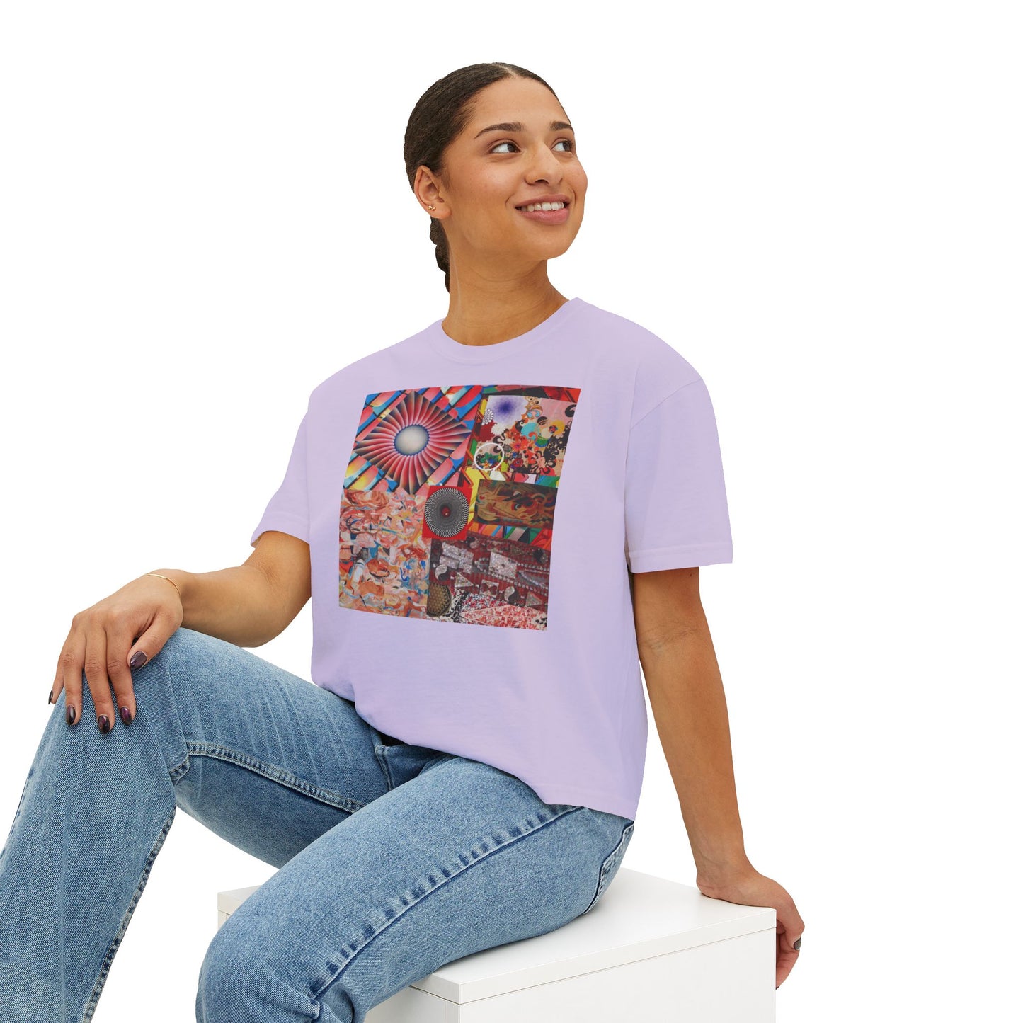 Tempest Collage Artwork  Women’s Boxy Tee — Abstract Collage Art Square Print