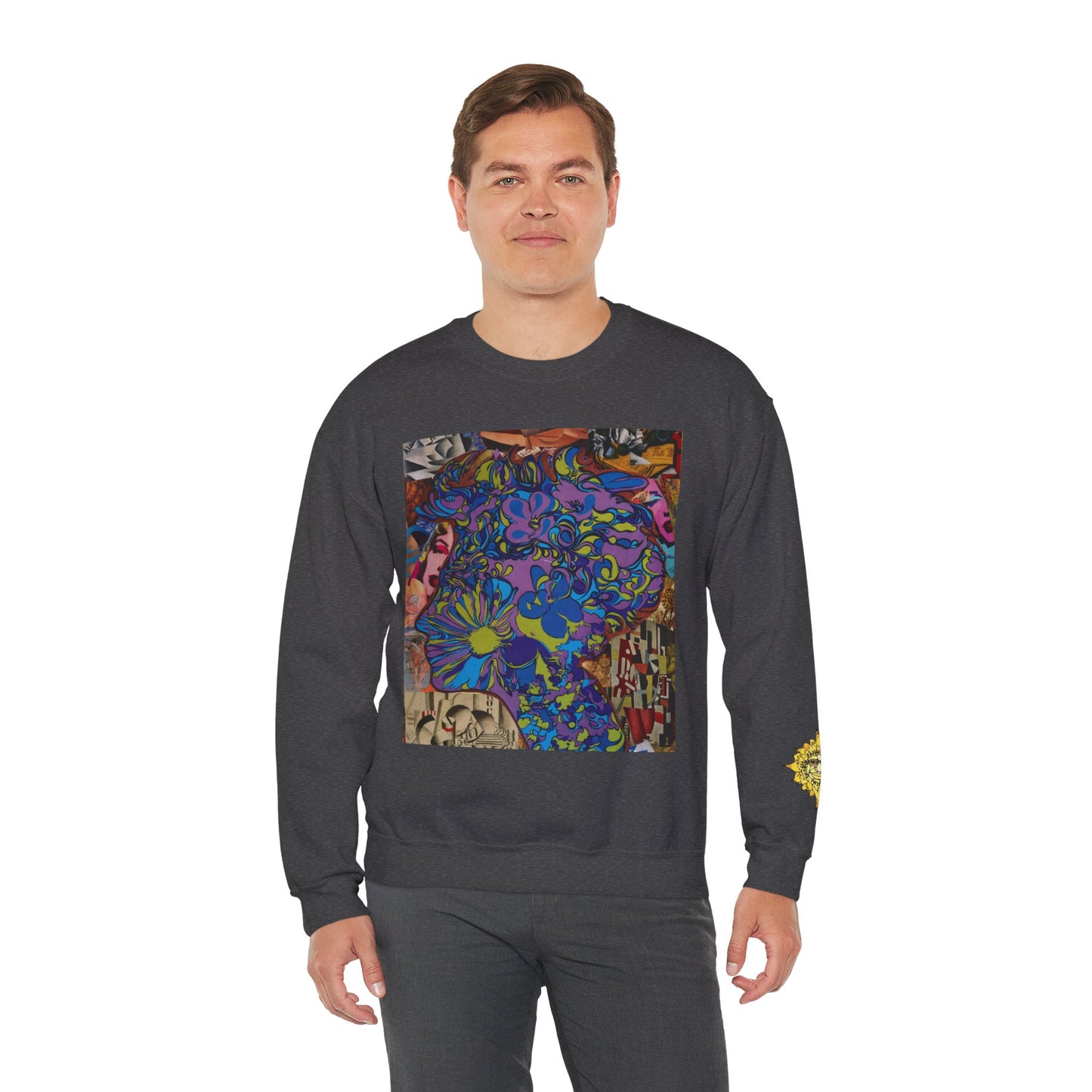 Purple Majesty Sweatshirt — Psychedelic Floral Collage Graphic