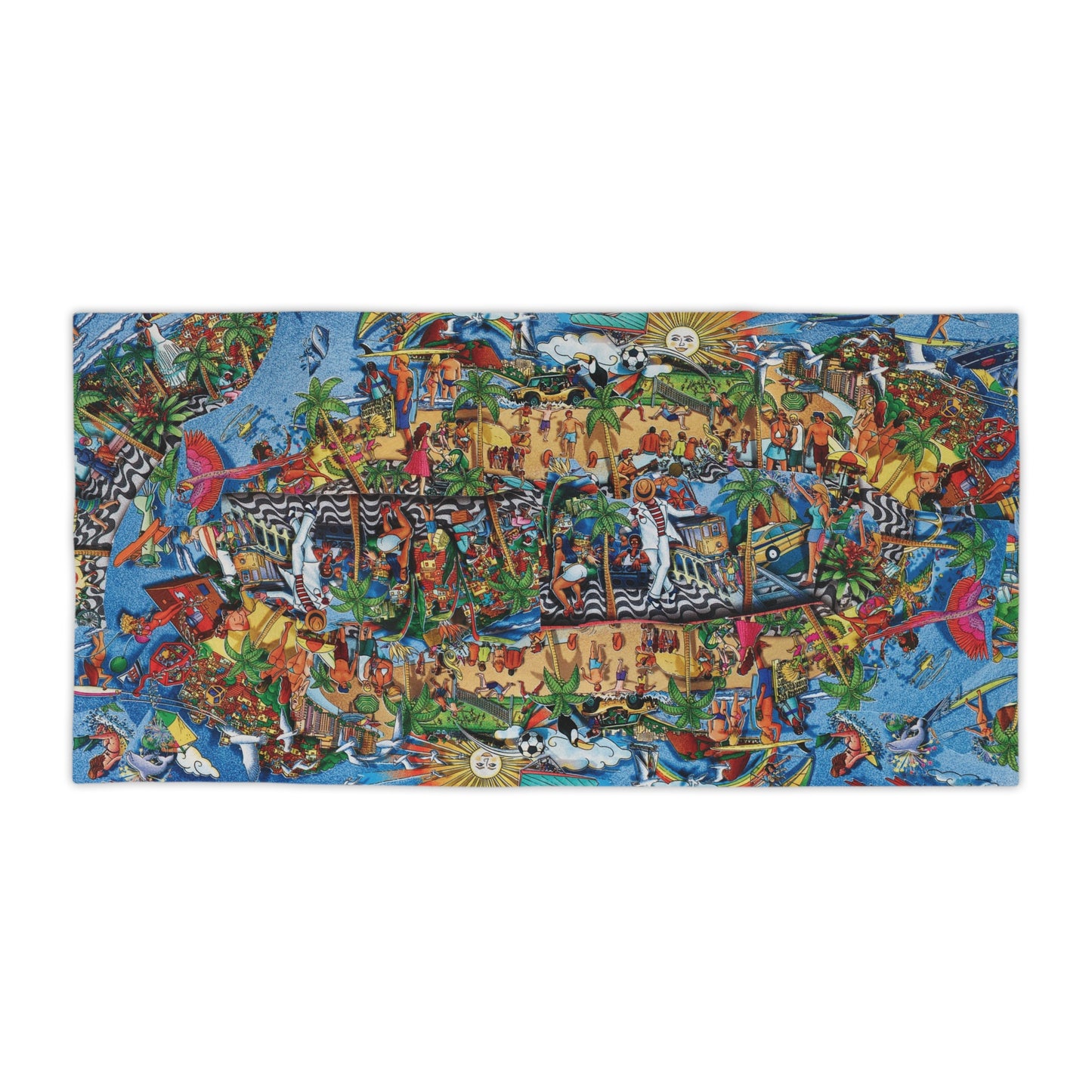 Florida Tropical Collage Beach Towel — Vibrant Nautical Resort Print for Summer, Pool & Vacation