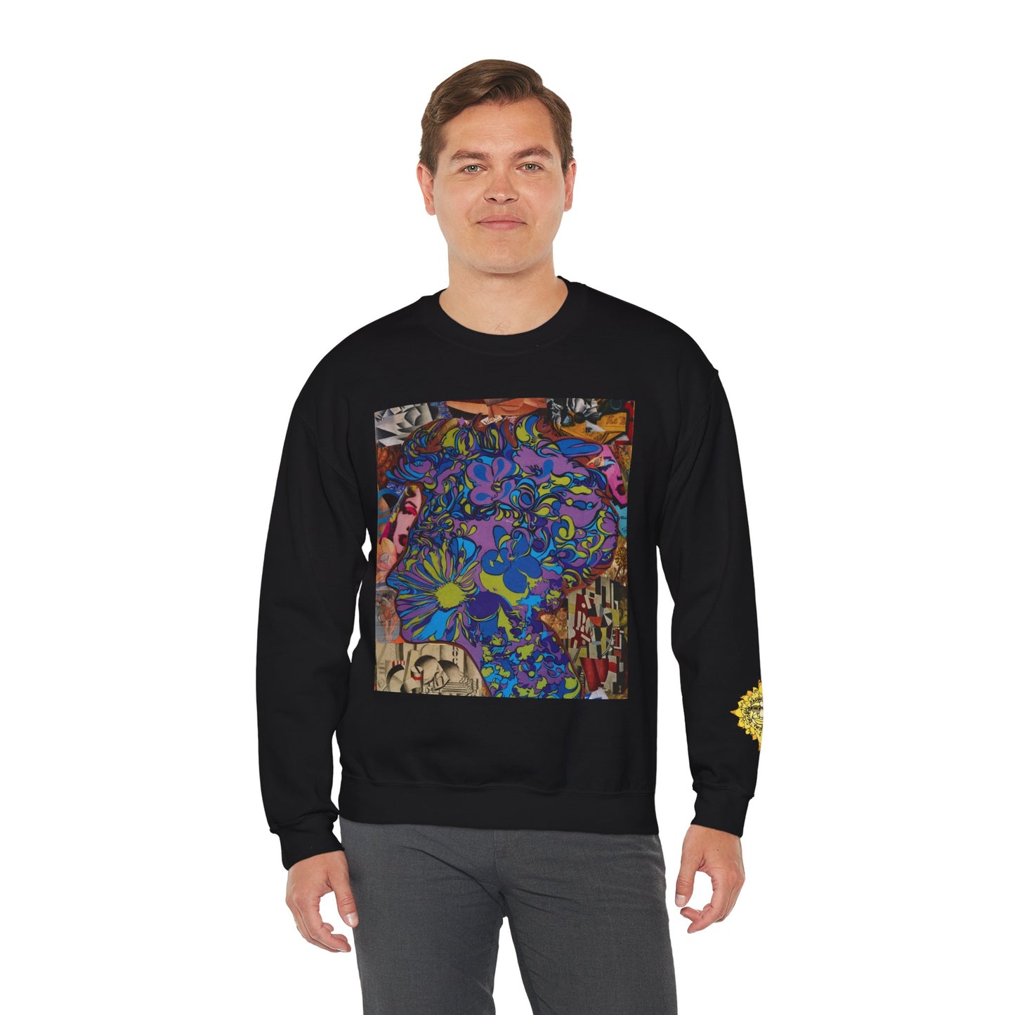 Purple Majesty Sweatshirt — Psychedelic Floral Collage Graphic