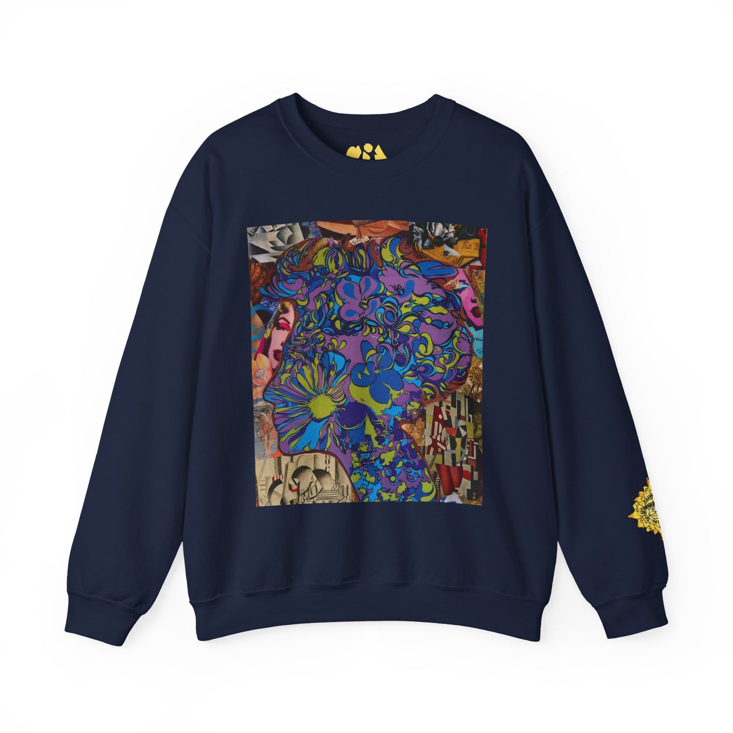 Purple Majesty Sweatshirt — Psychedelic Floral Collage Graphic
