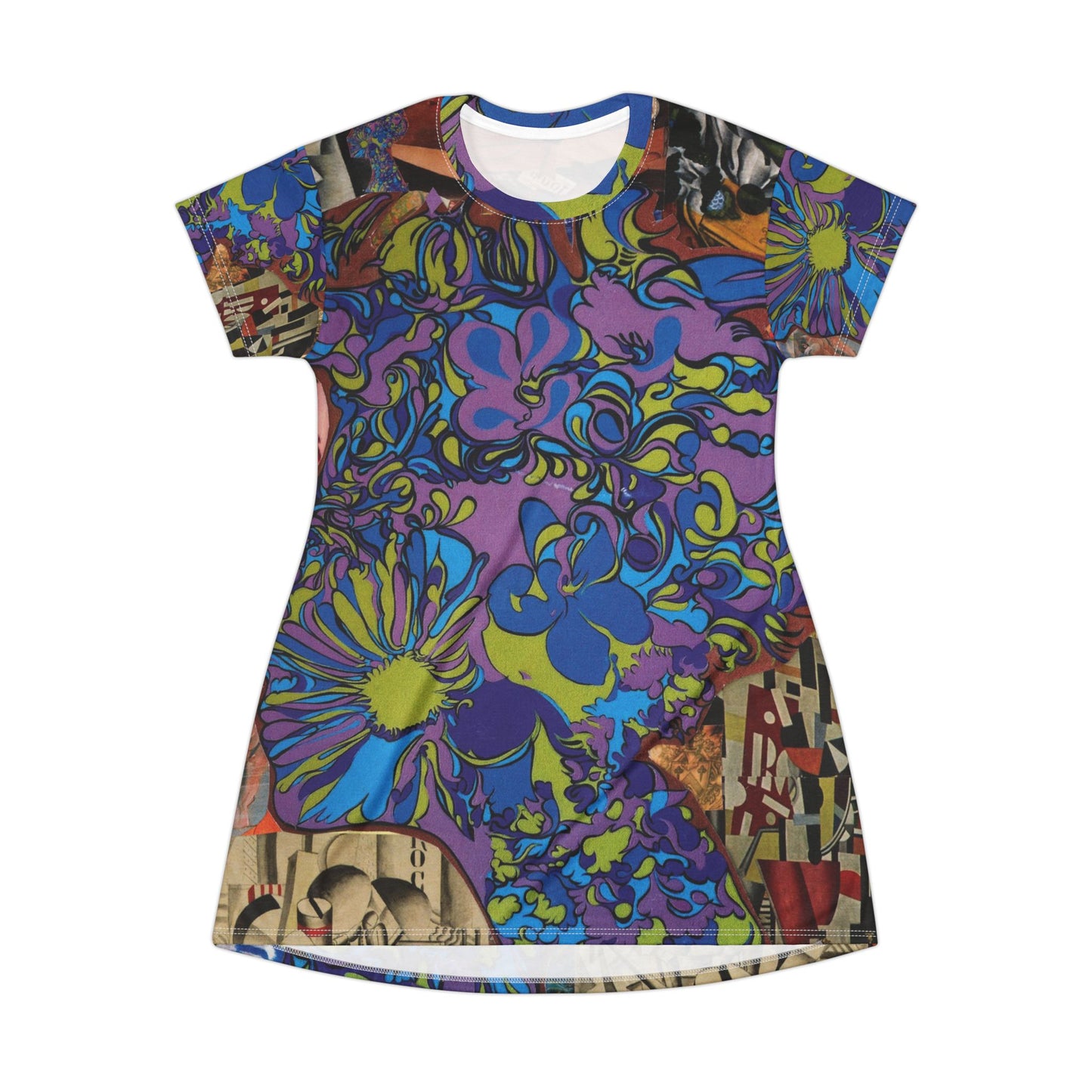 Purple Majesty Psychedelic Retro T‑Shirt Dress