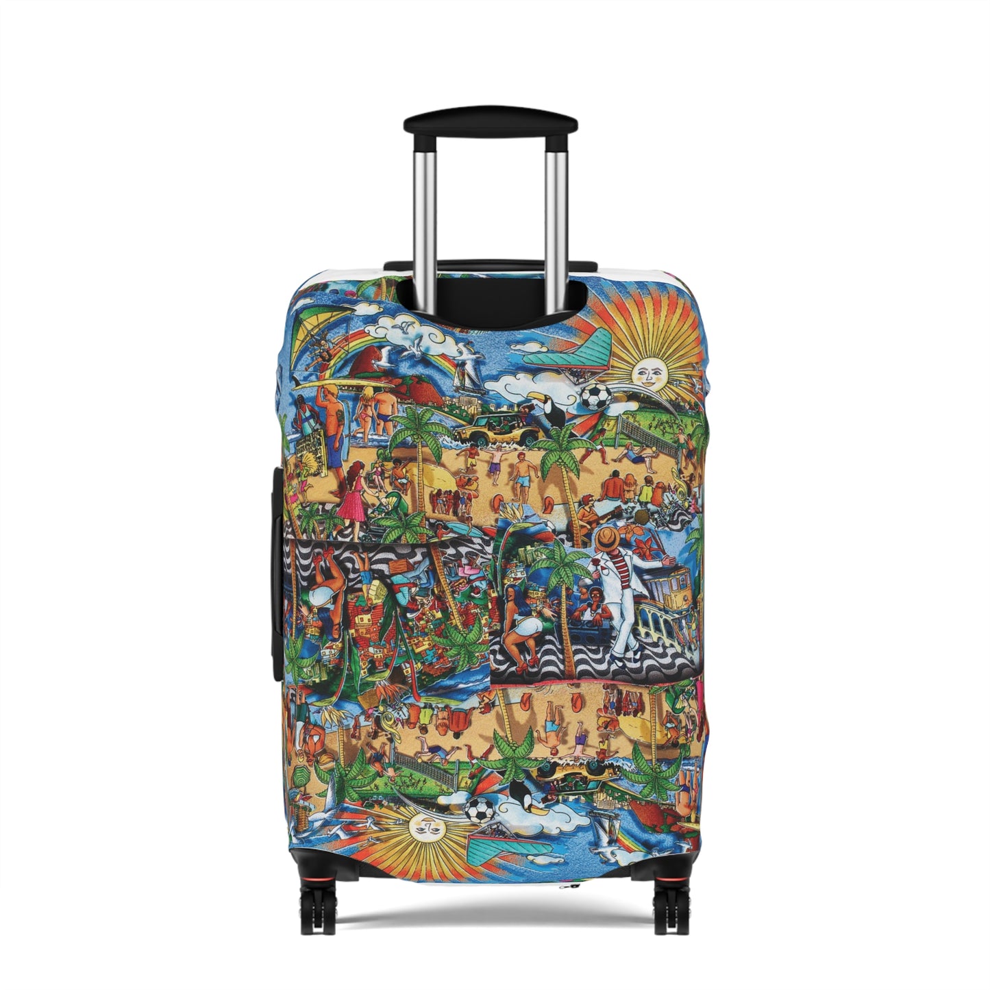 Tropical Beach Scene Luggage Cover — Colorful Island Vacation Travel Protector