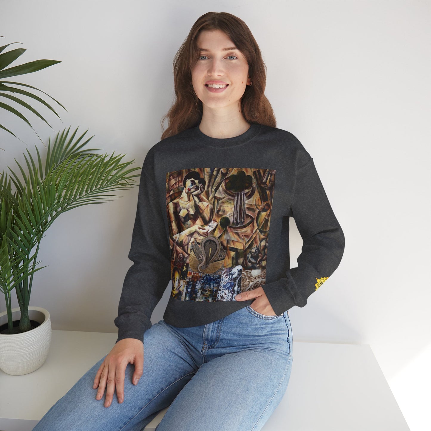 Margo Egyptian Collage Crewneck Sweatshirt — Vintage Pharaonic Art Print