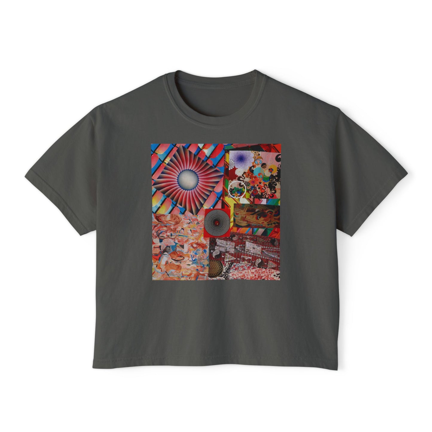 Tempest Collage Artwork  Women’s Boxy Tee — Abstract Collage Art Square Print