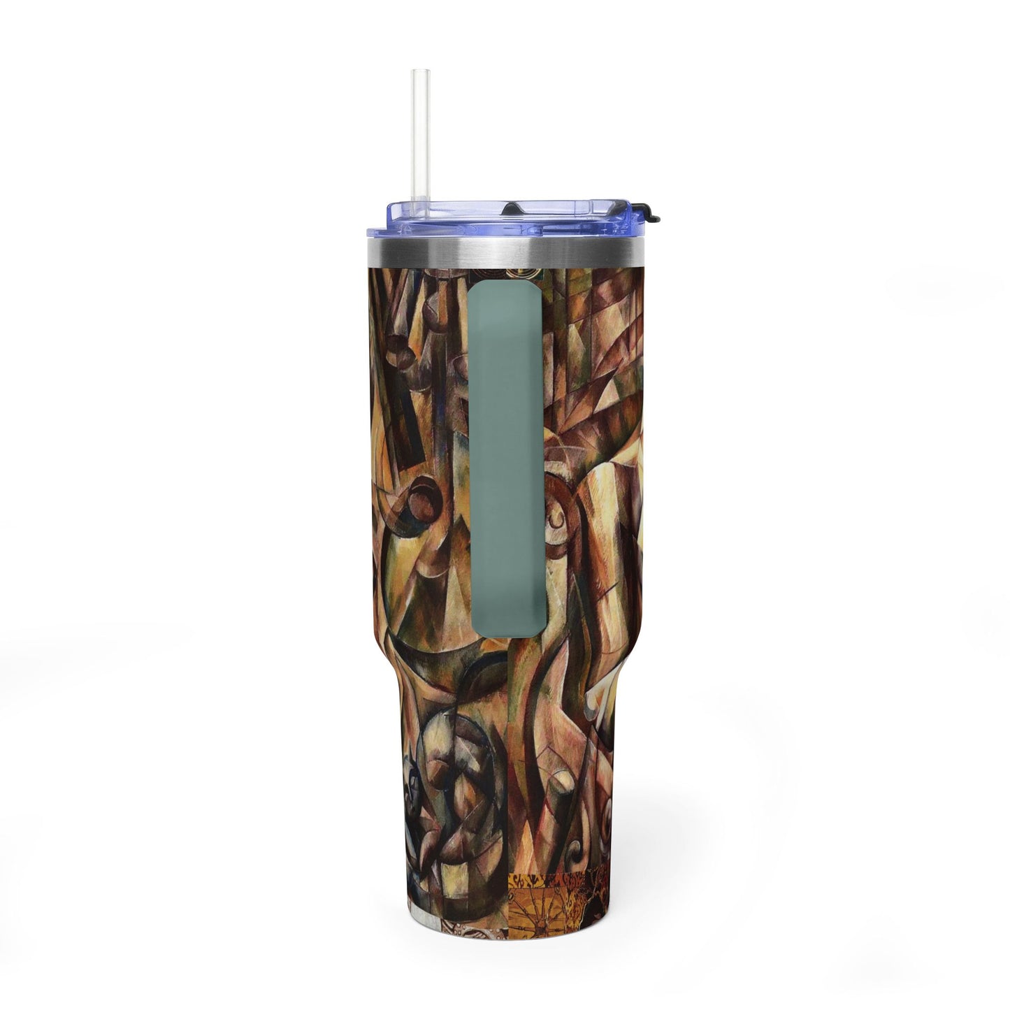 Margo Collage Artwork 40oz Vacuum Tumbler — Cubist Vintage Lady Art Insulated Travel Mug