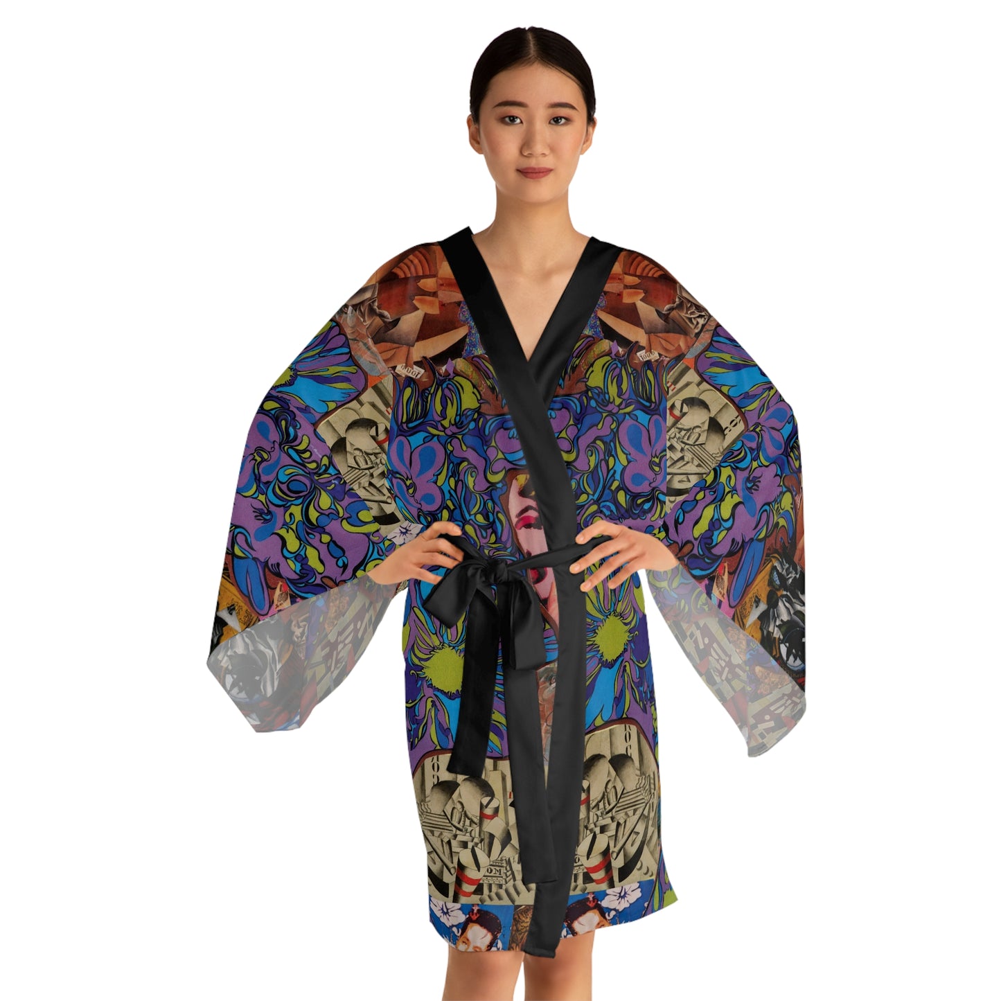 Purple Majesty Artwork Floral Kimono Robe — Boho Lounge