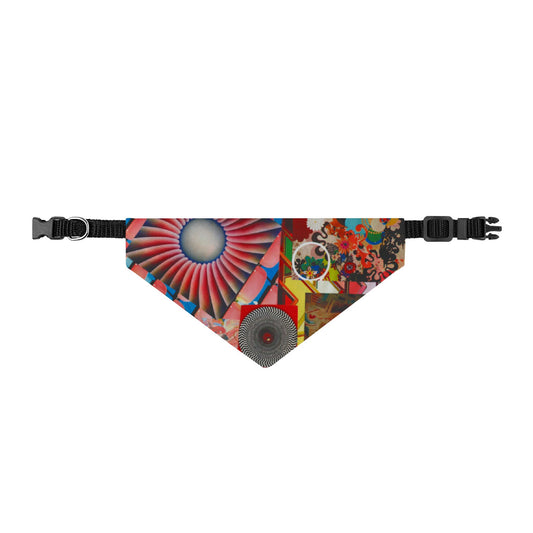 Tempest Clip-On Pet Bandana — Retro Geometric Floral Collage Dog Bandana Collar Accessory