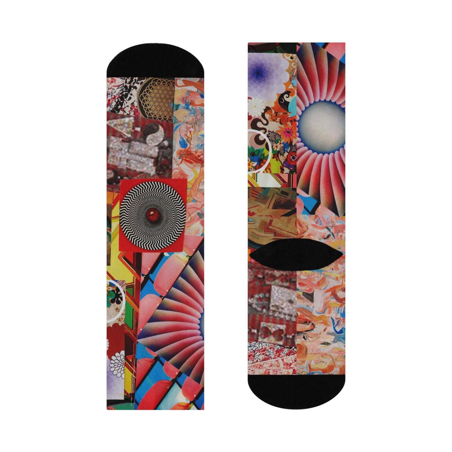 TEMPEST Collage Artwork Collage Crew Socks — Vibrant Abstract Art Cushion Socks
