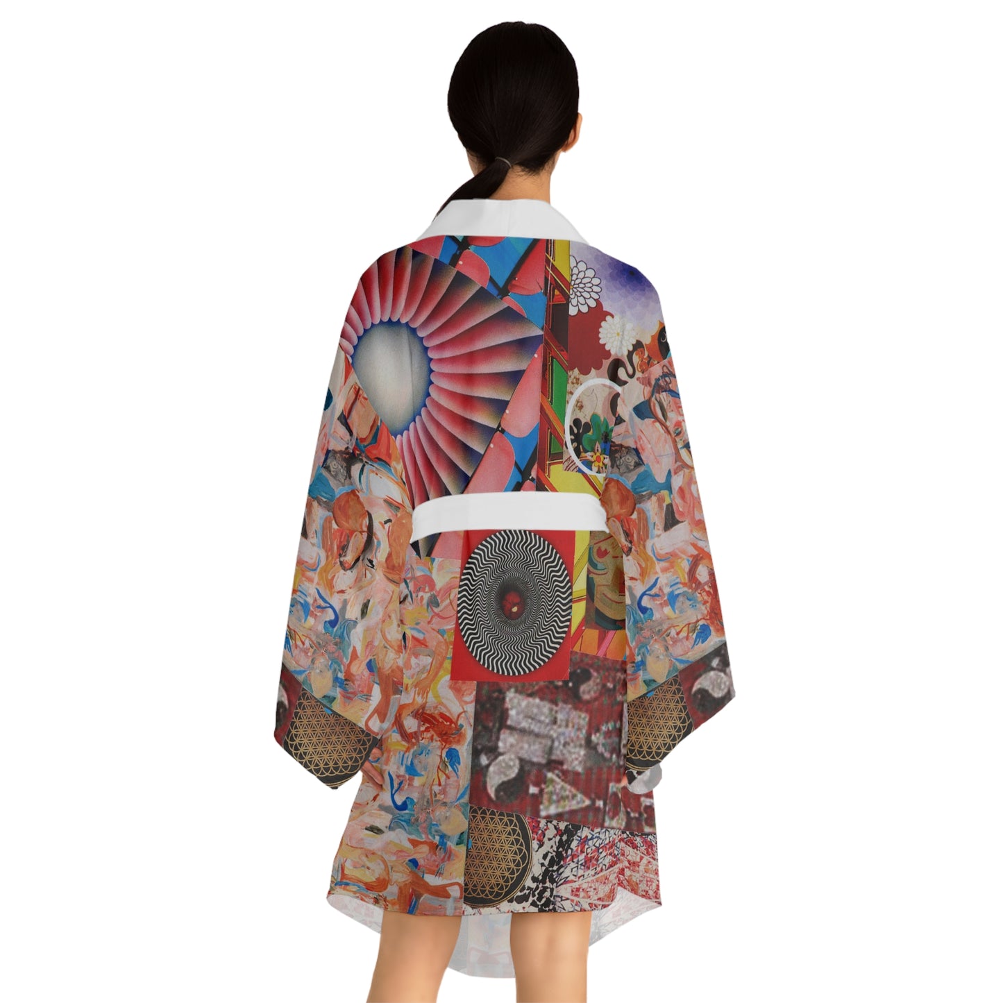 TEMPEST Collage Artwork Floral Kimono Robe — Boho Lounge Cover-Up