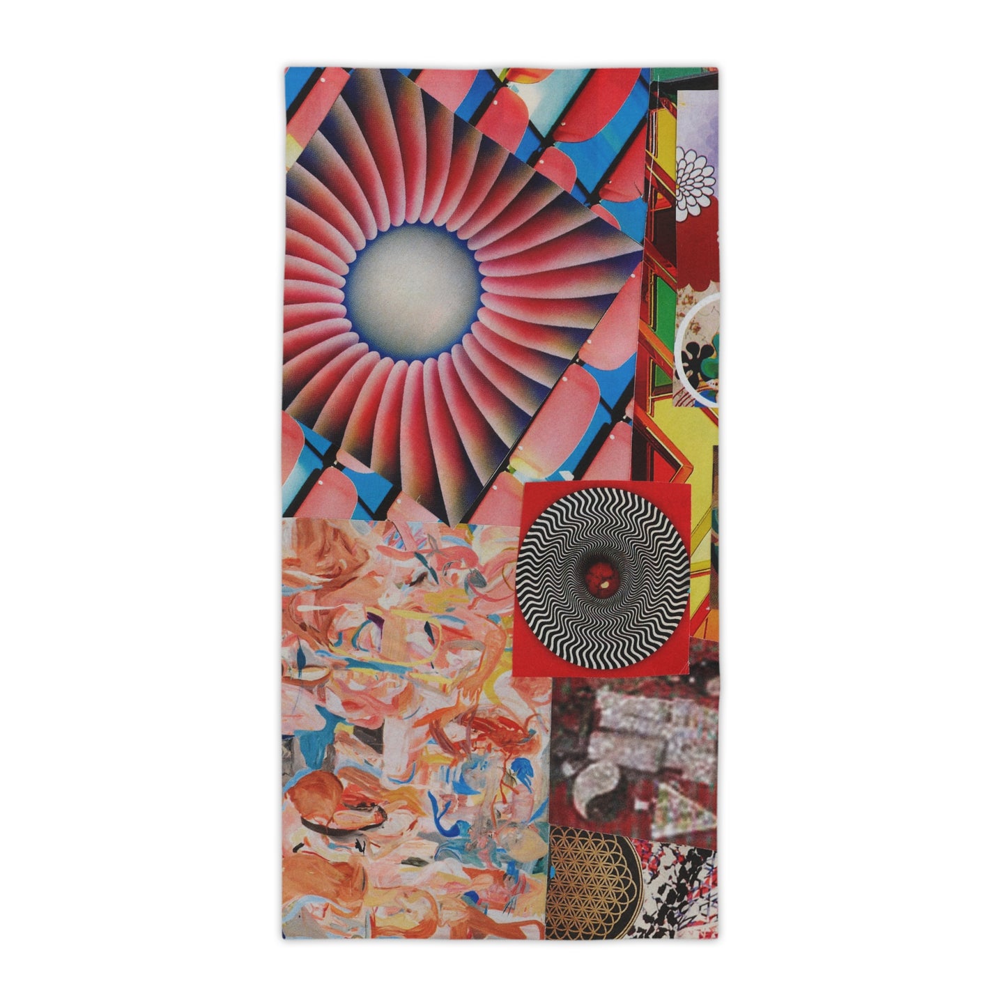 Tempest Abstract Retro Collage Beach Towel — Vibrant Geometric & Painterly Summer Towel