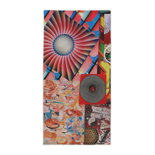Tempest Abstract Retro Collage Beach Towel — Vibrant Geometric & Painterly Summer Towel